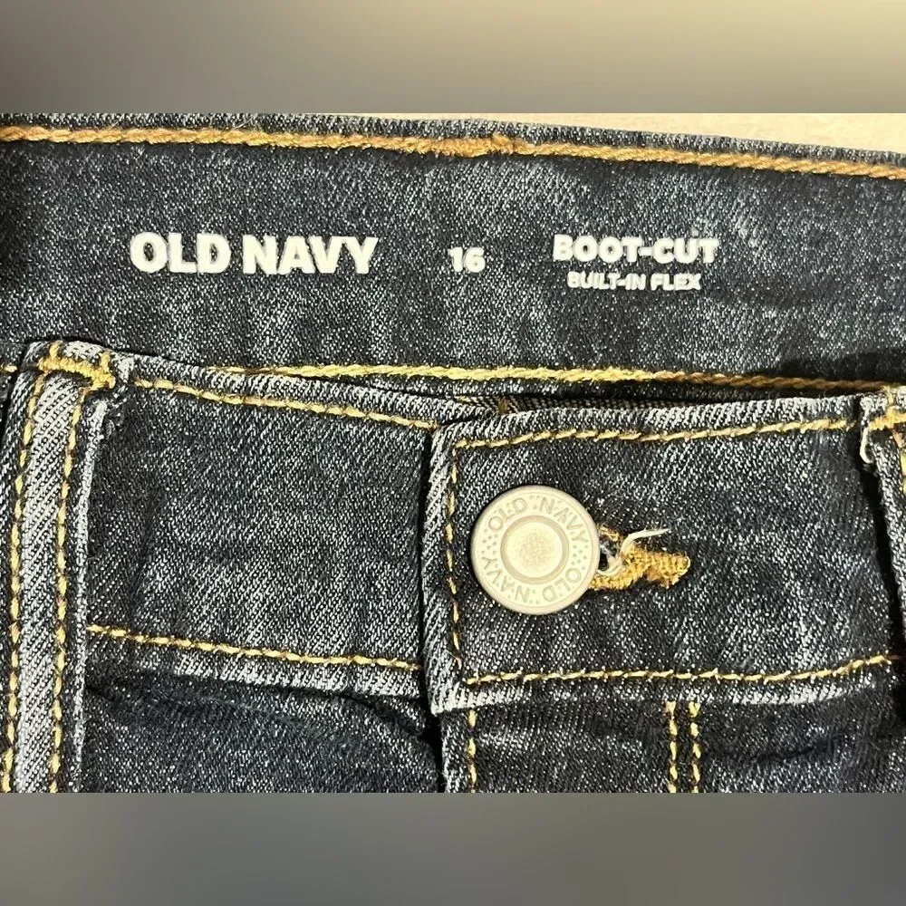 Old Navy Kids Dark Blue Bootcut Built-In Flex Adjustable Waist Blue Jeans Sz 16